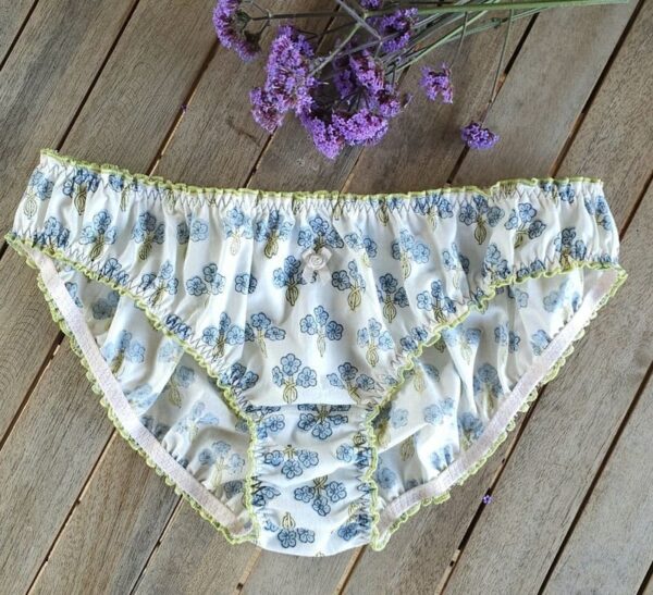 ensemble lingerie femme en voile de coton indien bleu bootyful