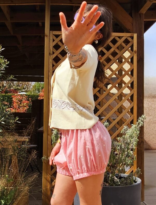 shorty femme en voile de coton rose