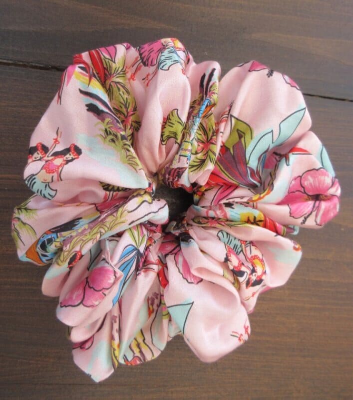 Maxi chouchou en coton et soie rose