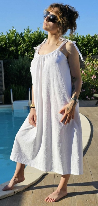 ROBE LONGUE EN VICHY BLANC
