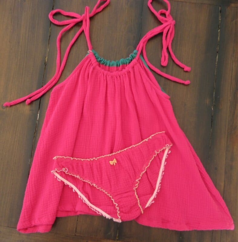 ensemble lingerie femme en gaze de coton rose fushia