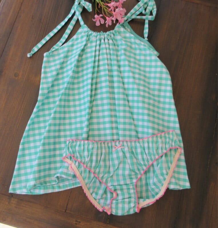 ensemble lingerie femme en vichy vert