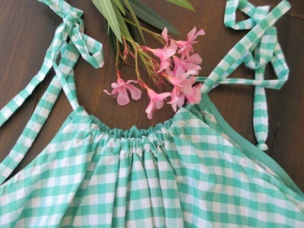 ensemble top et culotte bloomer femme en vichy vert