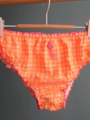 culotte femme orange à carreaux