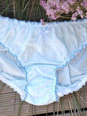 CULOTTE BLOOMER FEMME EN VOILE DE COTON PLUMETIS BLEU