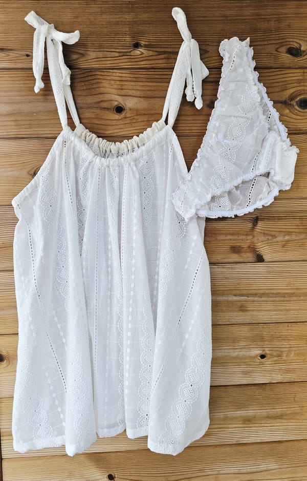 ensemble lingerie femme en voile de coton brodé blanc