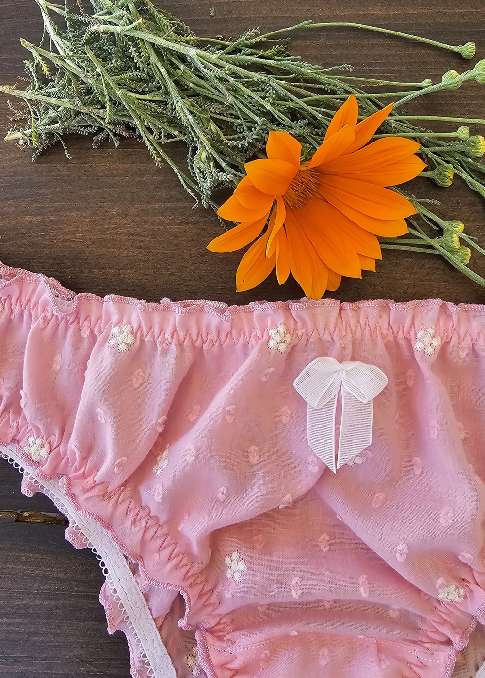 culotte brésilienne en voile de coton rose