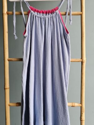 Robe en gaze de coton bleu jean