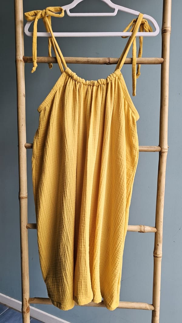 robe en gaze de coton jaune safran